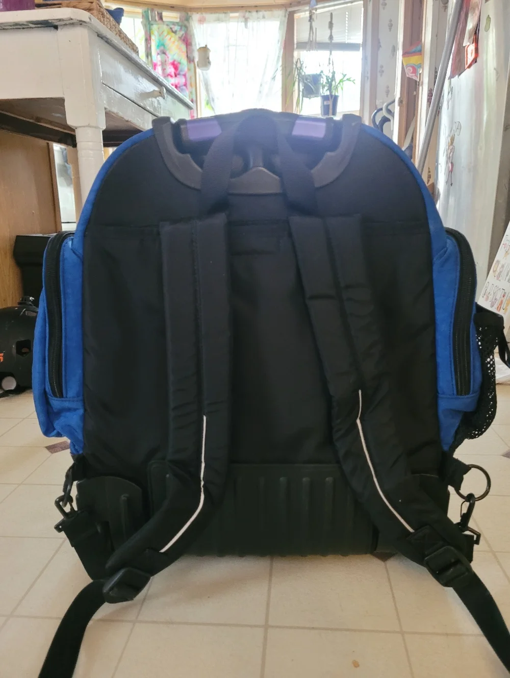 L.L. Bean Deluxe Rolling Wheelie Backpack Book Bag Unisex Youth Kid Blue Vintage